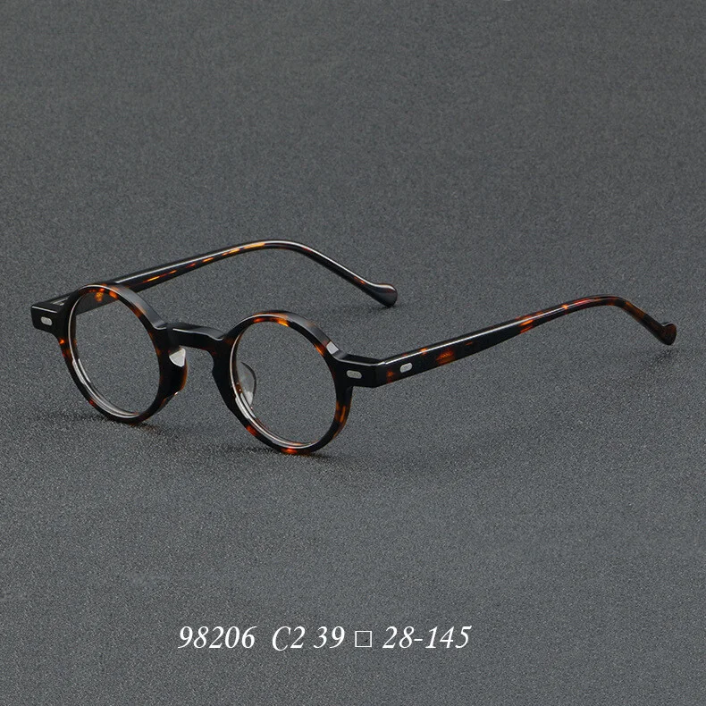 Luxury Retro Round Hand made 39mm eyeglass frames Transaprent Clear Glasses