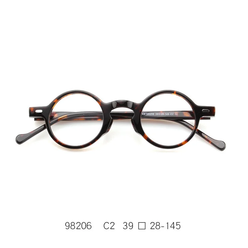 Luxury Retro Round Hand made 39mm eyeglass frames Transaprent Clear Glasses 2