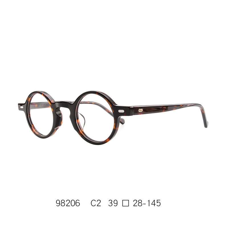 Luxury Retro Round Hand made 39mm eyeglass frames Transaprent Clear Glasses 3